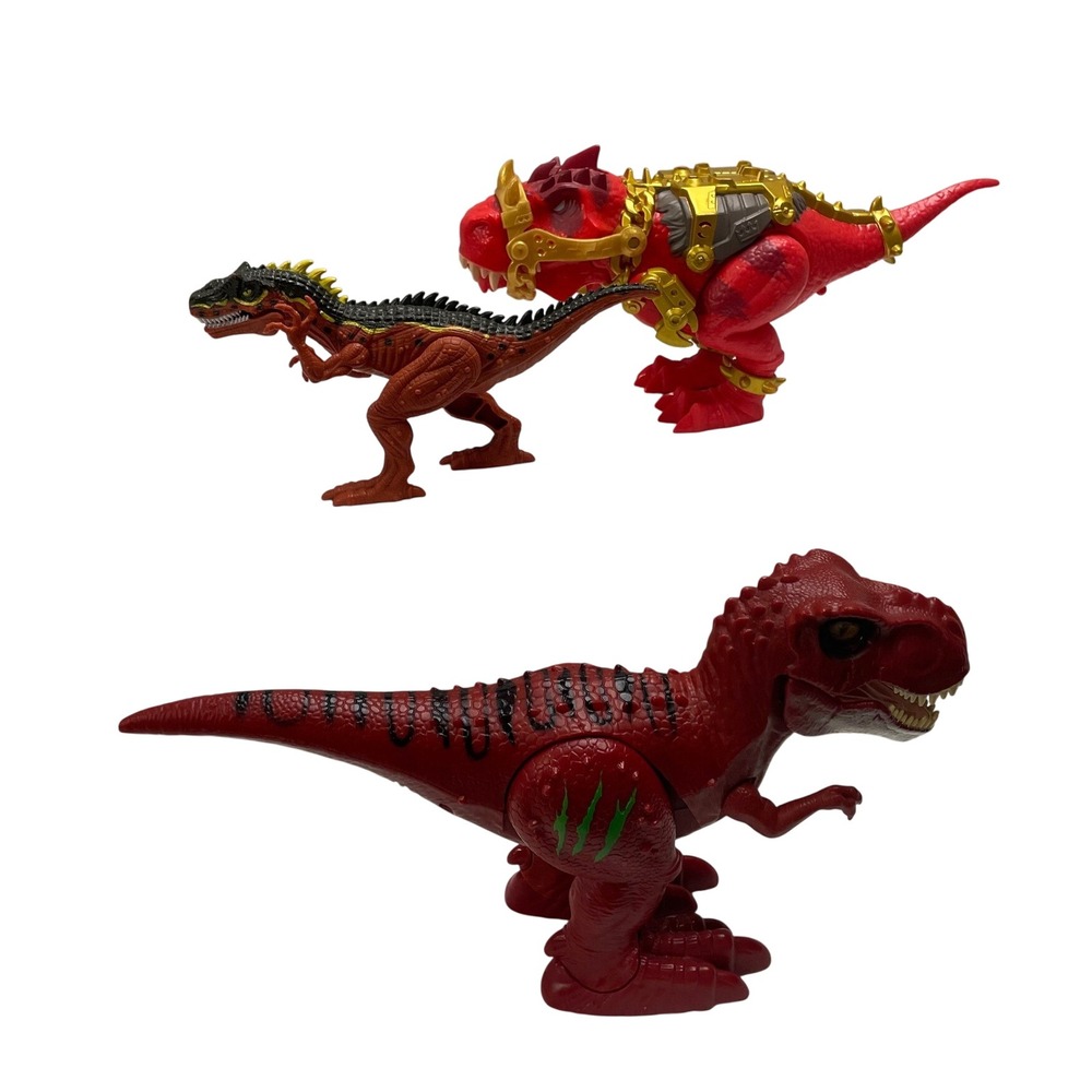 Zuru Robo Alive Dino Wars T-Rex Red Armored Dinosaur Action Figure Lot of 3